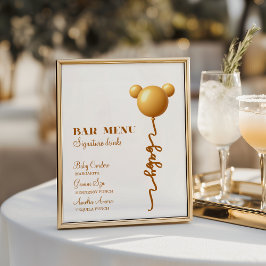Neutral guld Teddy ballong Bar Meny Affisch
