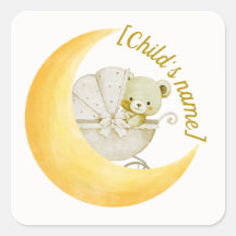 Neutral halvmåne baby shower kuvert klistermärke r