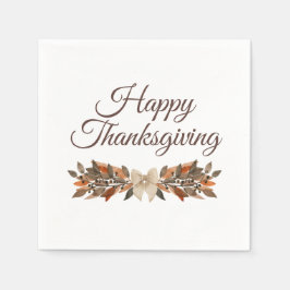 Neutral “Happy Thanksgiving” Paper Napkin Pappersservett