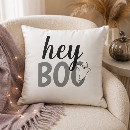 Neutral Hey Boo Grå Spöke Svart Vitt Kudde