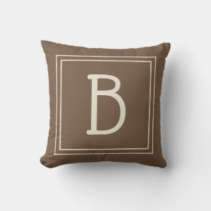 Neutral Infattad Monogram Initial Modern Brun Kräm Kudde