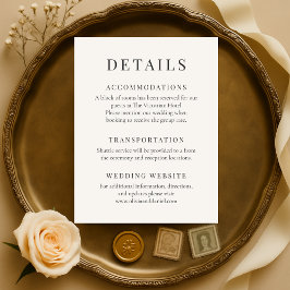 Neutral Ivory Minimalist Elegant Wedding Details Inbjudningar
