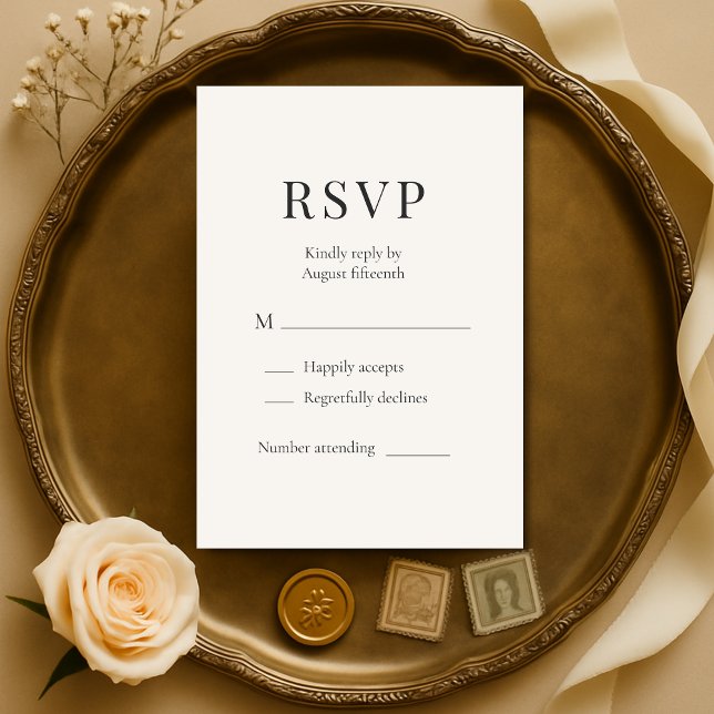 Neutral Ivory Minimalist Wedding RSVP  OSA Kort (Skapare uppladdad)