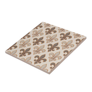 Neutral jord kunglig Fleur-de-lis stil Kakelplatta
