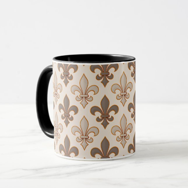Neutral jord kunglig Fleur-de-lis stil  Mugg (Framsida vänster)