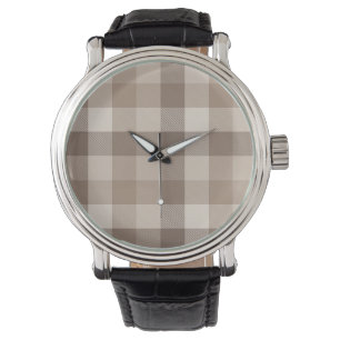 Neutral jordbrun gingham carreau rutnät  armbandsur