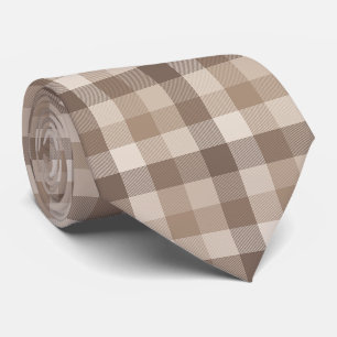 Neutral jordbrun gingham carreau rutnät slips