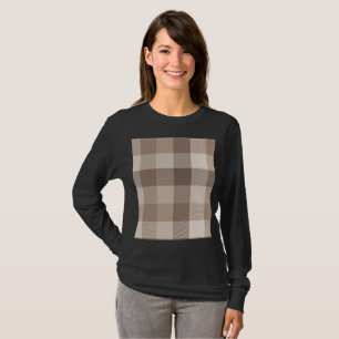 Neutral jordbrun gingham carreau rutnät t shirt