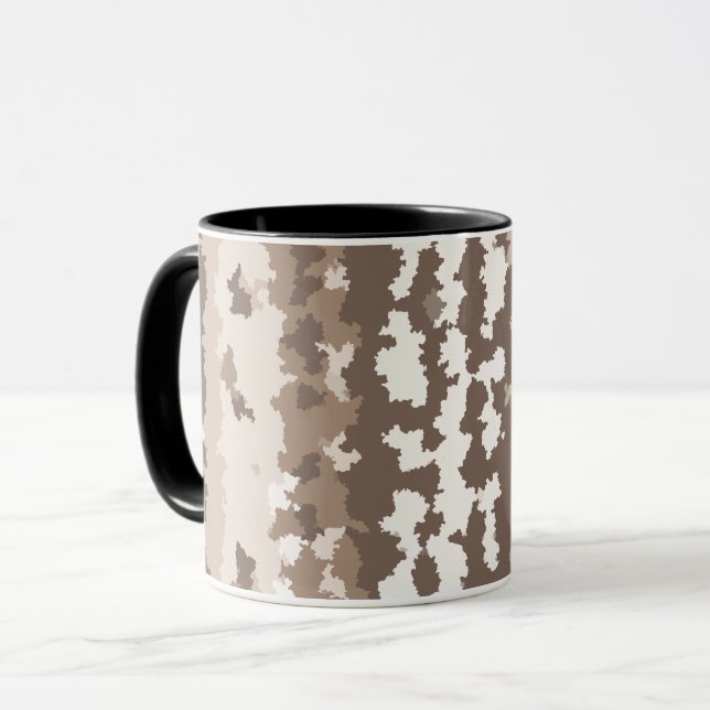 Neutral jordkamuflage oregelbunden abstrakt design mugg (Framsida vänster)