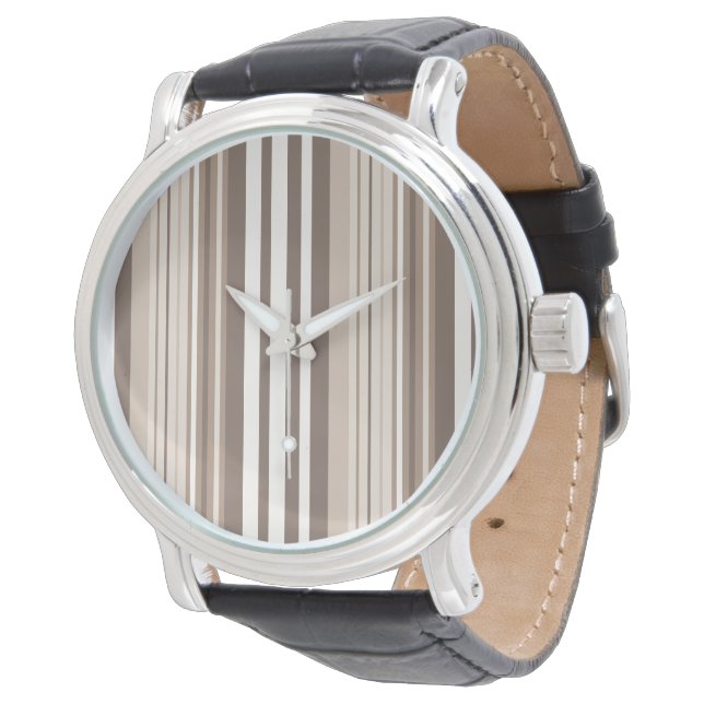 Neutral jordton randigt mönsterdesign  armbandsur (Vinklad)