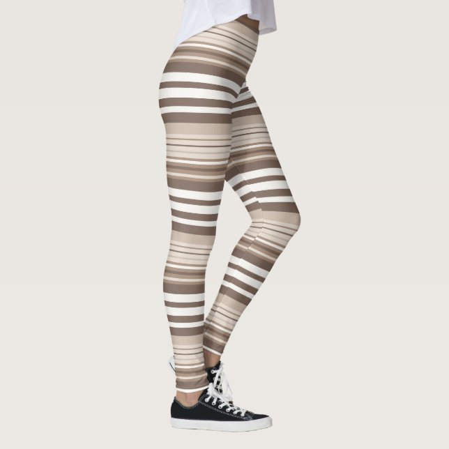 Neutral jordton randigt mönsterdesign  leggings (Höger)