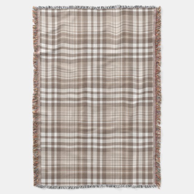 Neutral jordton Rutig Tartan Design  Filt (Framsidan Vertikal)