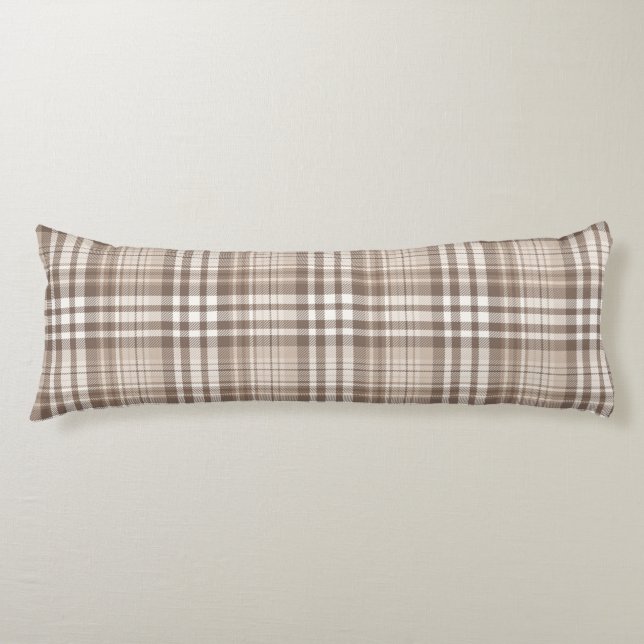 Neutral jordton Rutig Tartan Design  Kroppskudde (Framsidan)