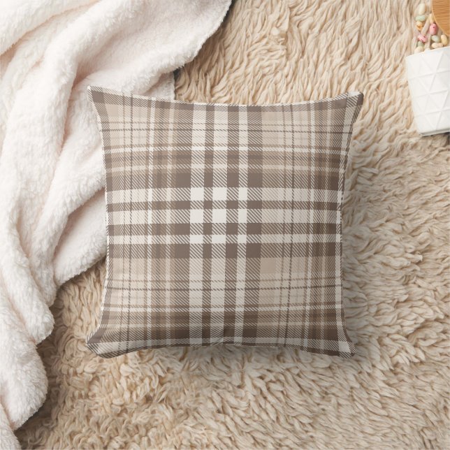 Neutral jordton Rutig Tartan Design  Kudde (Filt)