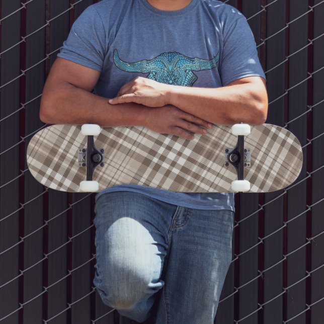 Neutral jordton Rutig Tartan Design  Mini Skateboard Bräda 18,5 Cm (Utomhus 3)
