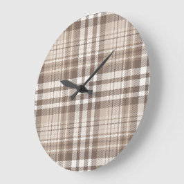 Neutral jordton Rutig Tartan Design Stor Klocka