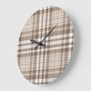 Neutral jordton Rutig Tartan Design Stor Klocka