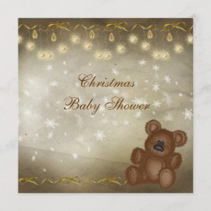 Neutral julbaby shower för flott nalle inbjudningar