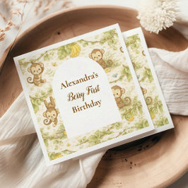 Neutral Jungle Animals Wild One Birthday Pappersservett