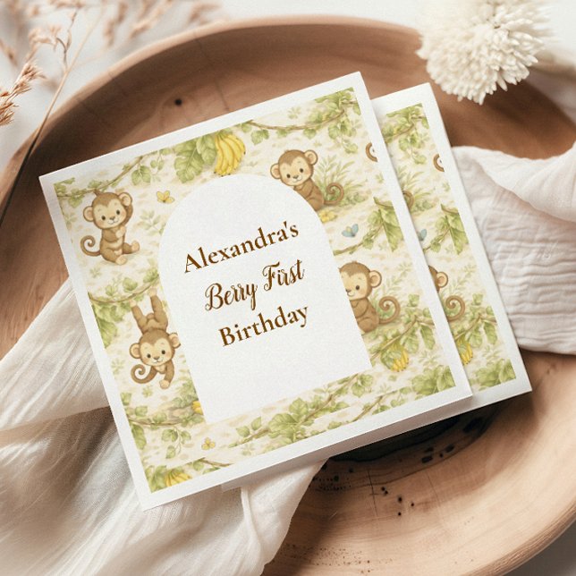 Neutral Jungle Animals Wild One Birthday Pappersservett (Skapare uppladdad)