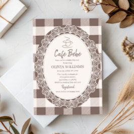 Neutral Kafé Bebe Buffalo Rutig Baby Shower Brunch Inbjudningar