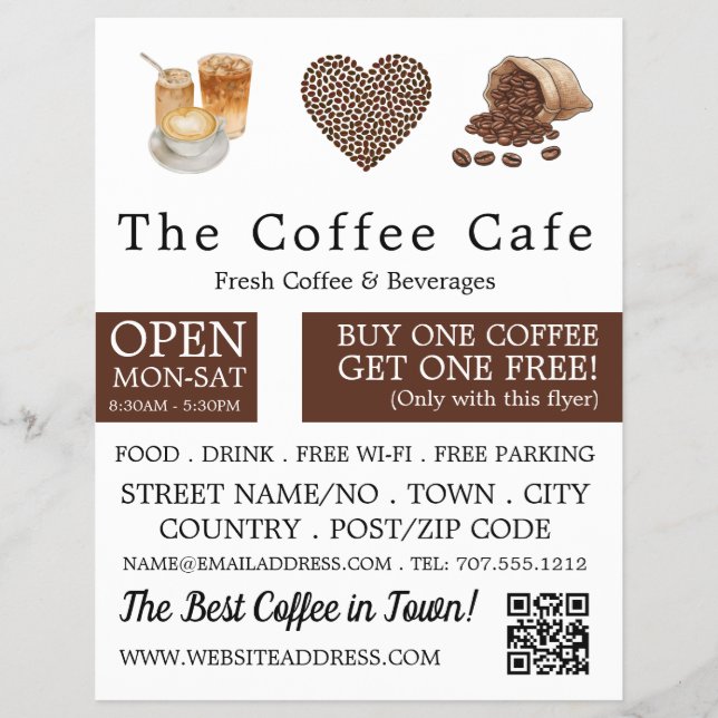 Neutral kaffeshopsflyer  reklamblad (Framsidan)