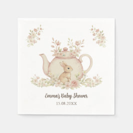 Neutral kanin & Blomkruka för baby shower  Pappersservett