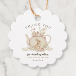 Neutral Kanin Tea Party Baby Shower Tacksamhet  Gåvor Etiketter