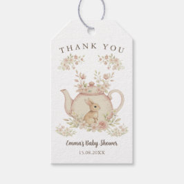 Neutral Kanin Tea Party Baby Shower Tacksamhetskor Presentetikett