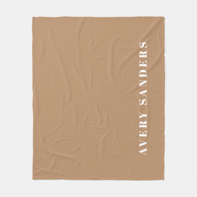 Neutral Khaki Enkel Modern Personlig Namn  Fleecefilt (Framsidan)