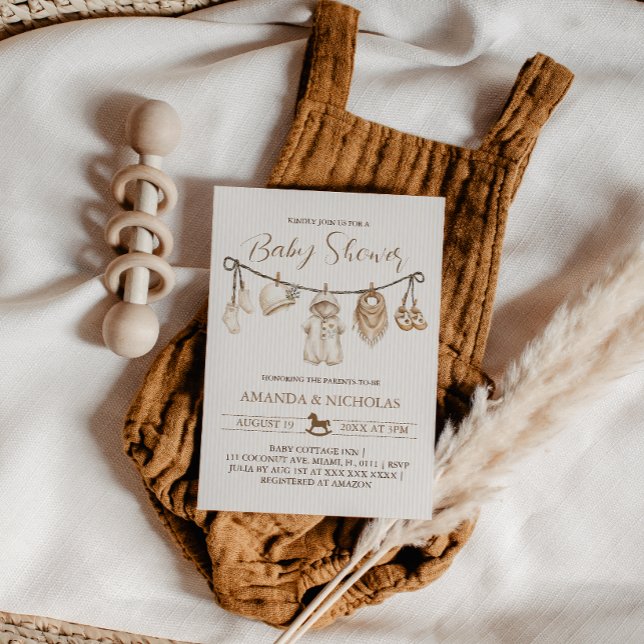 Neutral klänning baby shower randig inbjudningar (Skapare uppladdad)