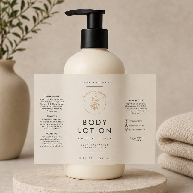 Neutral Kroppslotion Logotyp 8oz Flaska Etikett (Skapare uppladdad)