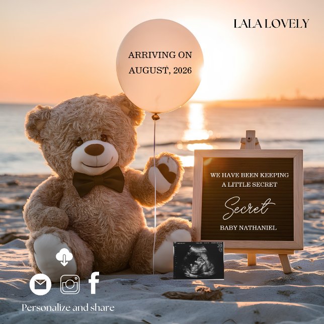 Neutral kust förväntande baby ankomstkort meddelande (Skapare uppladdad)