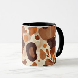 Neutral Leaves & Shapes Mug – Artistic Boho Patter Mugg
