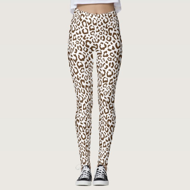 Neutral leopardfläck sömlöst mönster leggings (Framsida)