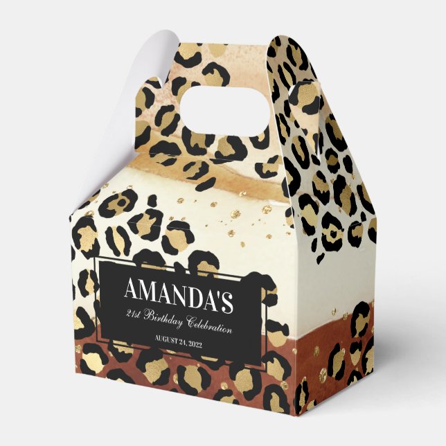 Neutral Leopardyck Favorslåda Presentaskar (Framsidan Sidan)
