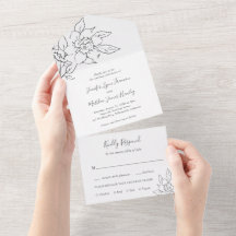 Neutral Linje Konst Blommig Elegant Bröllop