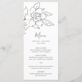 Neutral Linje Konst Blommig Elegant Bröllop Meny