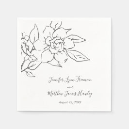 Neutral Linje Konst Blommig Elegant Bröllop Pappersservett