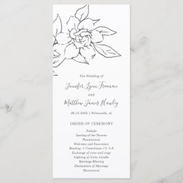 Neutral Linje Konst Blommig Elegant Bröllop Program