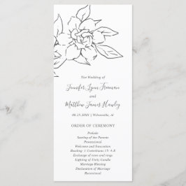 Neutral Linje Konst Blommig Elegant Bröllop Program