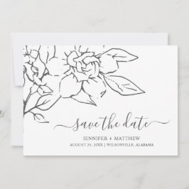 Neutral Linje Konst Blommig Elegant Bröllop Spara Datumet