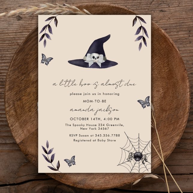 Neutral Lite Boo Häxa Hatt Baby Shower Inbjudningar (Neutral A Little Boo Witch Hat Baby Shower Invitation)