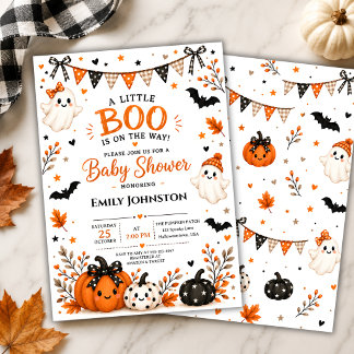 Neutral Little Boo Halloween Baby Shower-inbjudan Inbjudningar