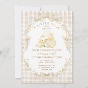 Neutral Little Lamb Bebisdopp Inbjudan