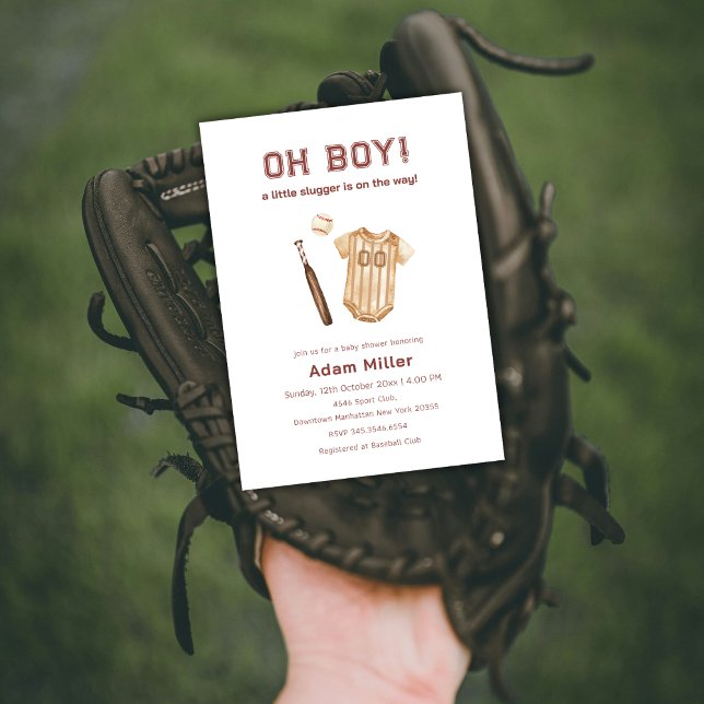 Neutral Little Slugger Baseboll Baby Shower Inbjudningar (Neutral Little Slugger Baseball Baby Shower Invitation)