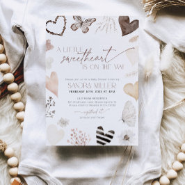 Neutral Little Sweetheart Valentine Baby Shower Inbjudningar