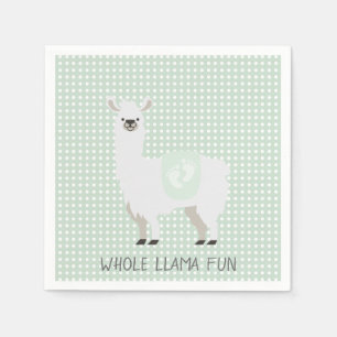 Neutral Llamababy shower för grön & benvit gende Pappersservett