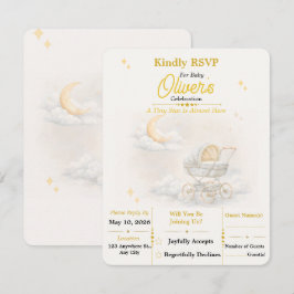 Neutral Måne Bebis Bjudkort för RSVP