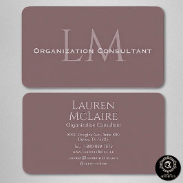 Neutral Mauve Taupe Monogram Business Card Visitkort